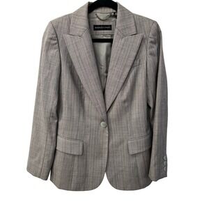Dana Buchman Wool Gray Pink Pinstriped Single Breaster Blazer Size 8